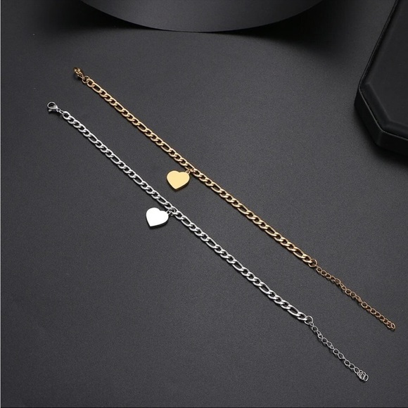 NEW Gold Figaro Chain Heart Charm Ankle Bracelet Anklet - Picture 4 of 7